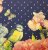 Fåglar och blommor på prickig bakgrund mörkblå Bomullsjersey