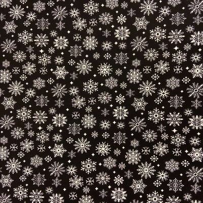 Snöflinga - svart bakgrund bomullsjersey